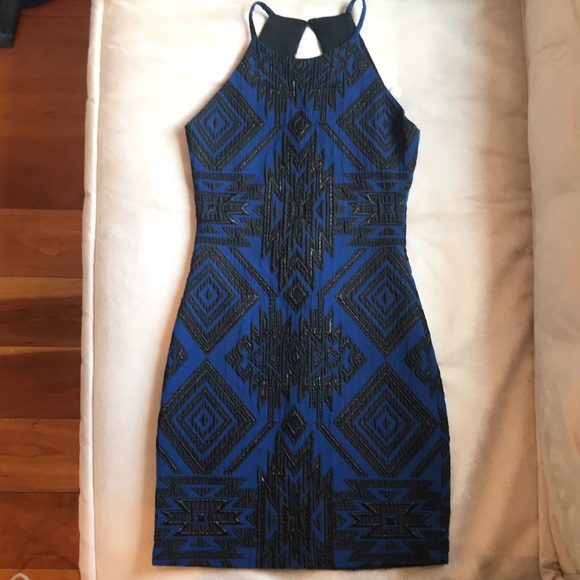Parker Dresses & Skirts - PARKER Blue & Black Metallic Halter Dress SIZE XS